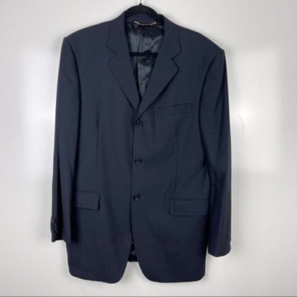 Dolce & Gabbana Men’s Navy Blue 3-Button Virgin Wool Blazer Suit Jacket IT 52 XL